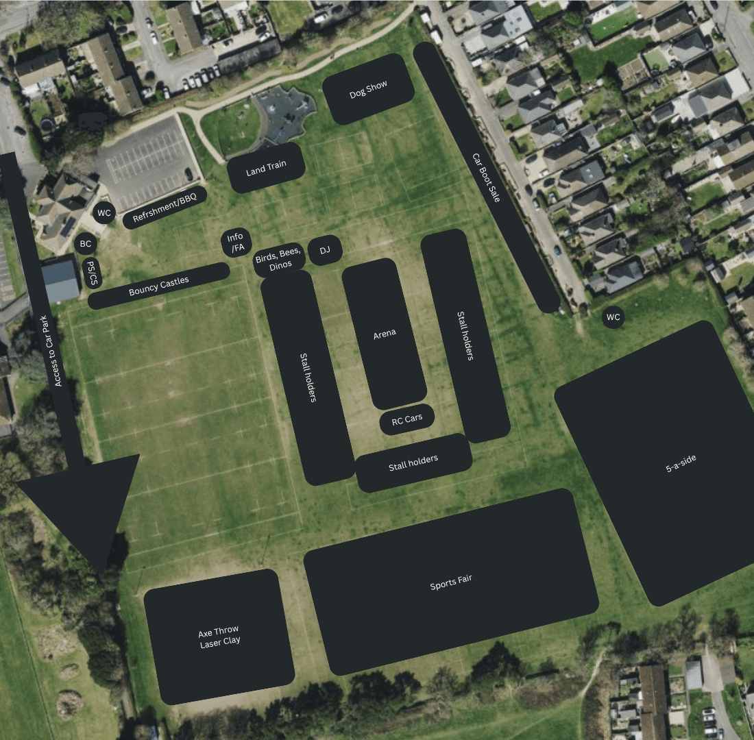 New Forest Family Fun Day Site Map - Ashley Recreation Ground, New Milton RFC